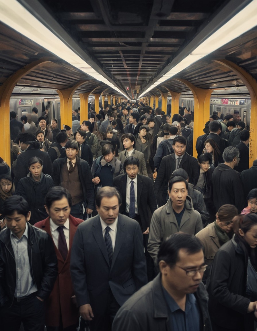 city life, subway, rush hour, commuting, crowded, modern city, city