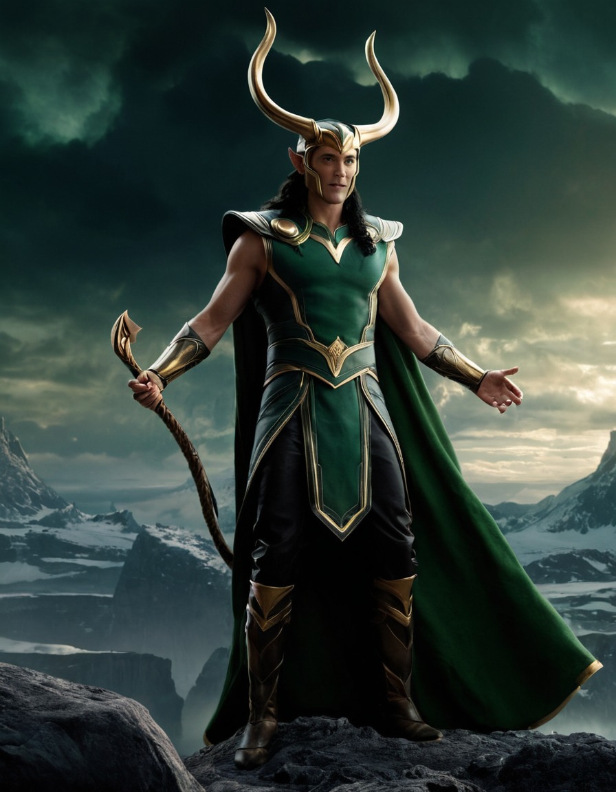 loki, norse mythology, marvel, god of mischief, epic scene, deity