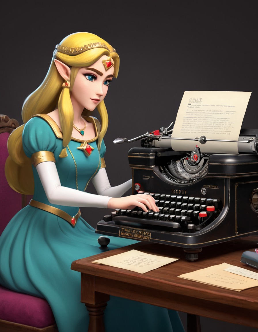 fantasy, princess, typewriter, retro, letter, games, girls from games