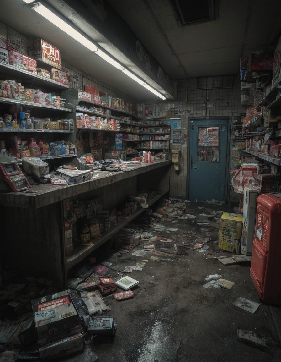 convenience store, abandoned building, urban decay, big city, store closure, neglected, cityscape