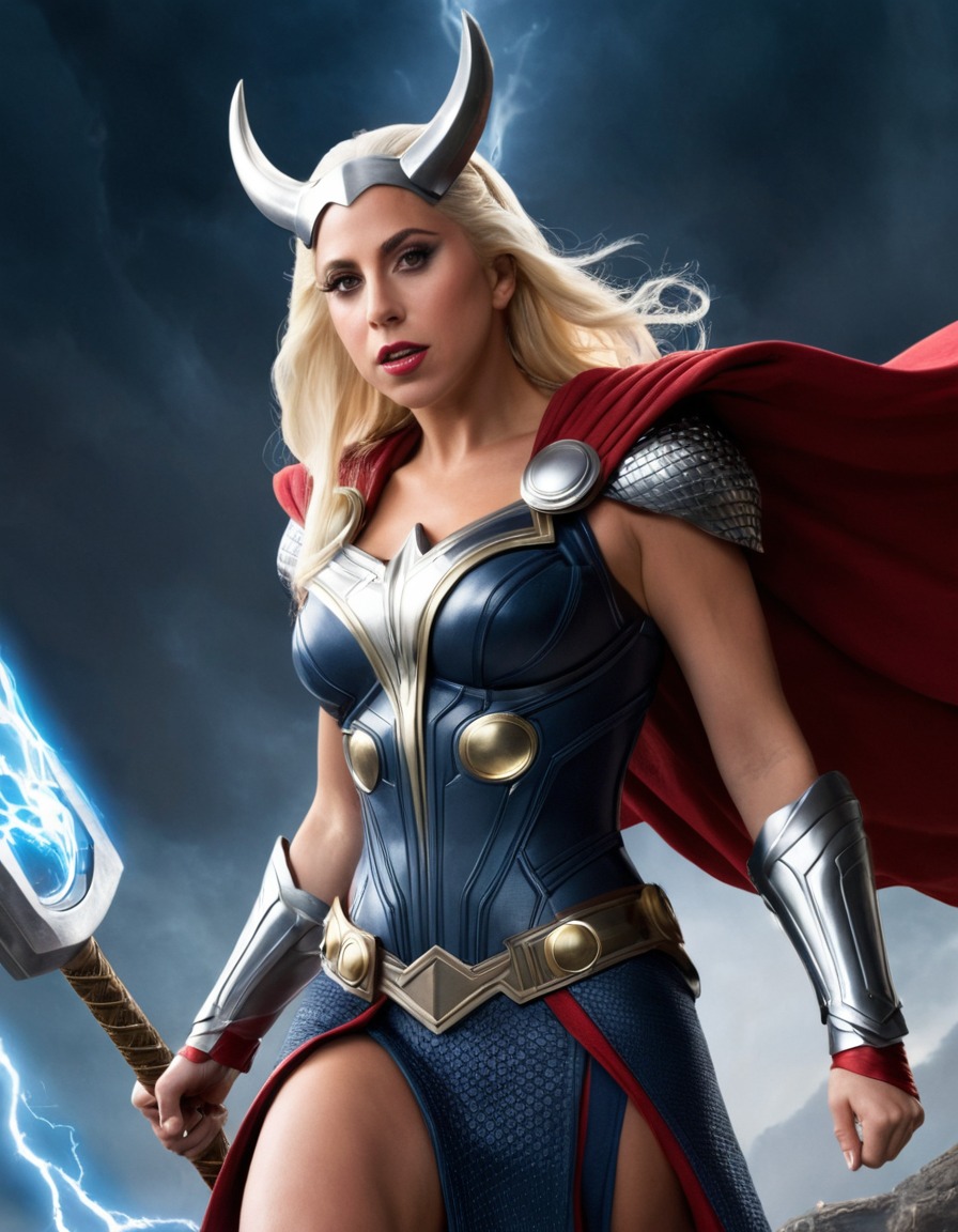 lady gaga, thor, celebrity mashup, music artist, hollywood, entertainment, pop culture