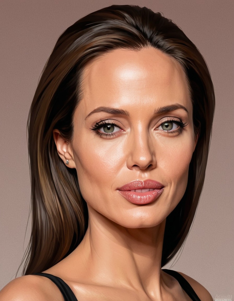 angelina jolie, portrait, painting, celebrity, art, actress