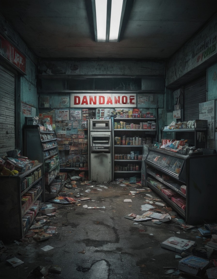 convenience store, abandoned building, urban decay, big city, store closure, neglected, cityscape