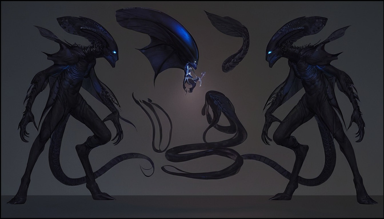 alien, black, blue, custom, design, ref, reference, xeno, xenomorph