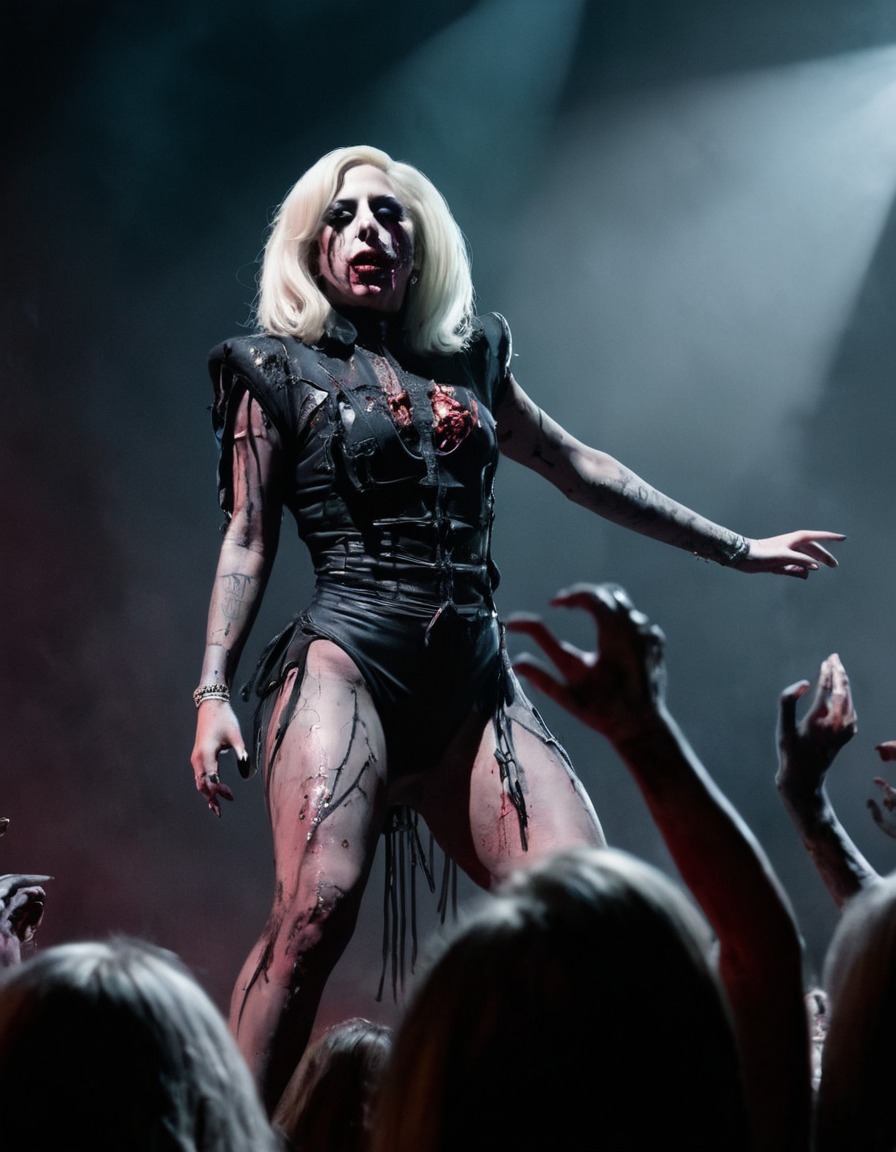 lady gaga, concert, performance, zombie, stage, music, celebrities