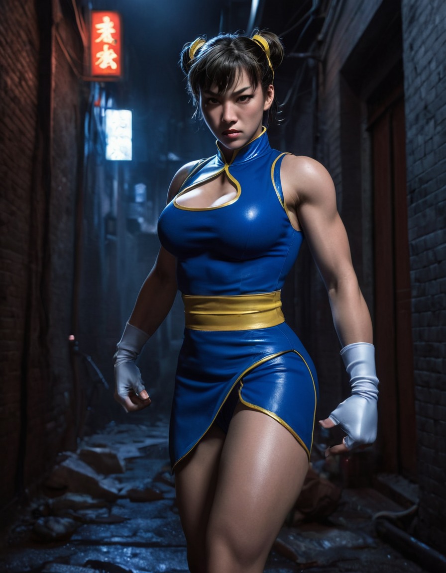 chun-li, street fighter, video game, martial arts, alleyway, stealth, battle, games, dark