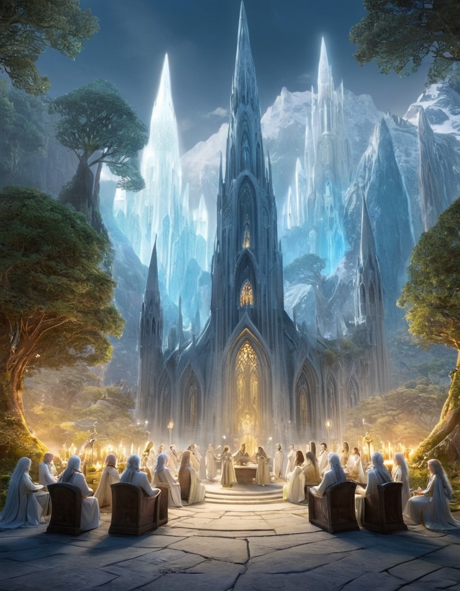 lothlórien, white council, middle-earth, powerful beings, meeting, fantasy, council meeting, john tolkien, tolkien