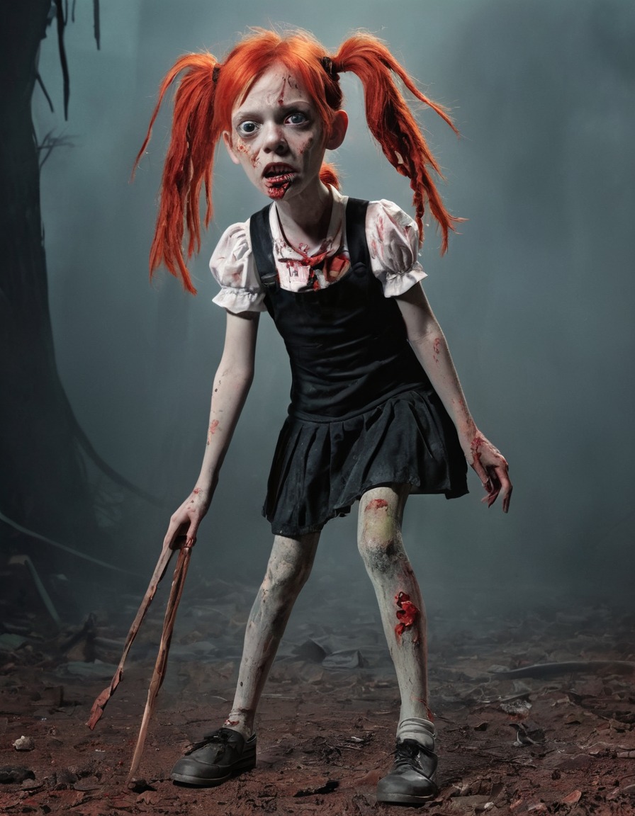 pippi longstocking, zombie, horror, halloween, undead, children's book character