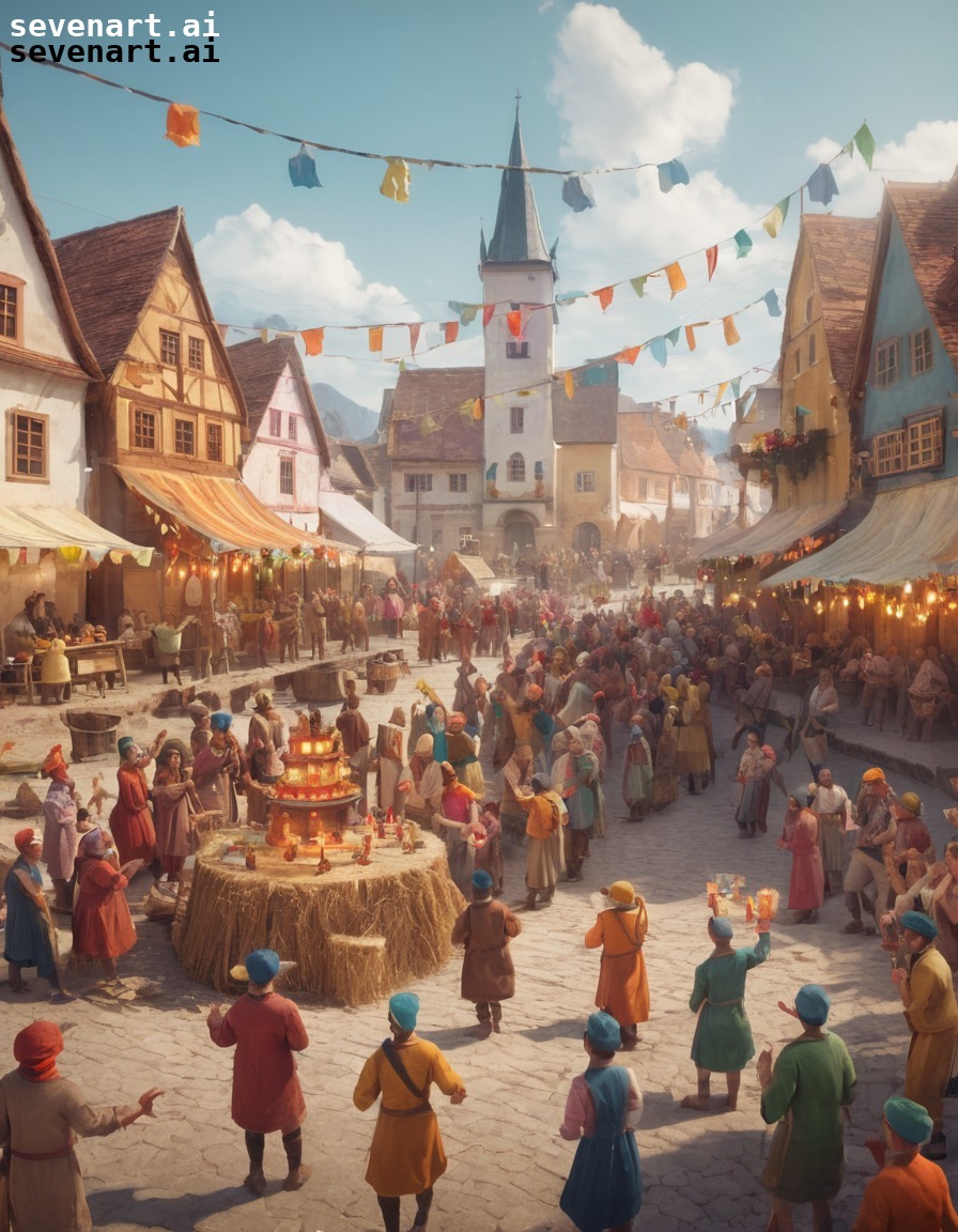 celebration, festival, town square, community, tradition, middle ages