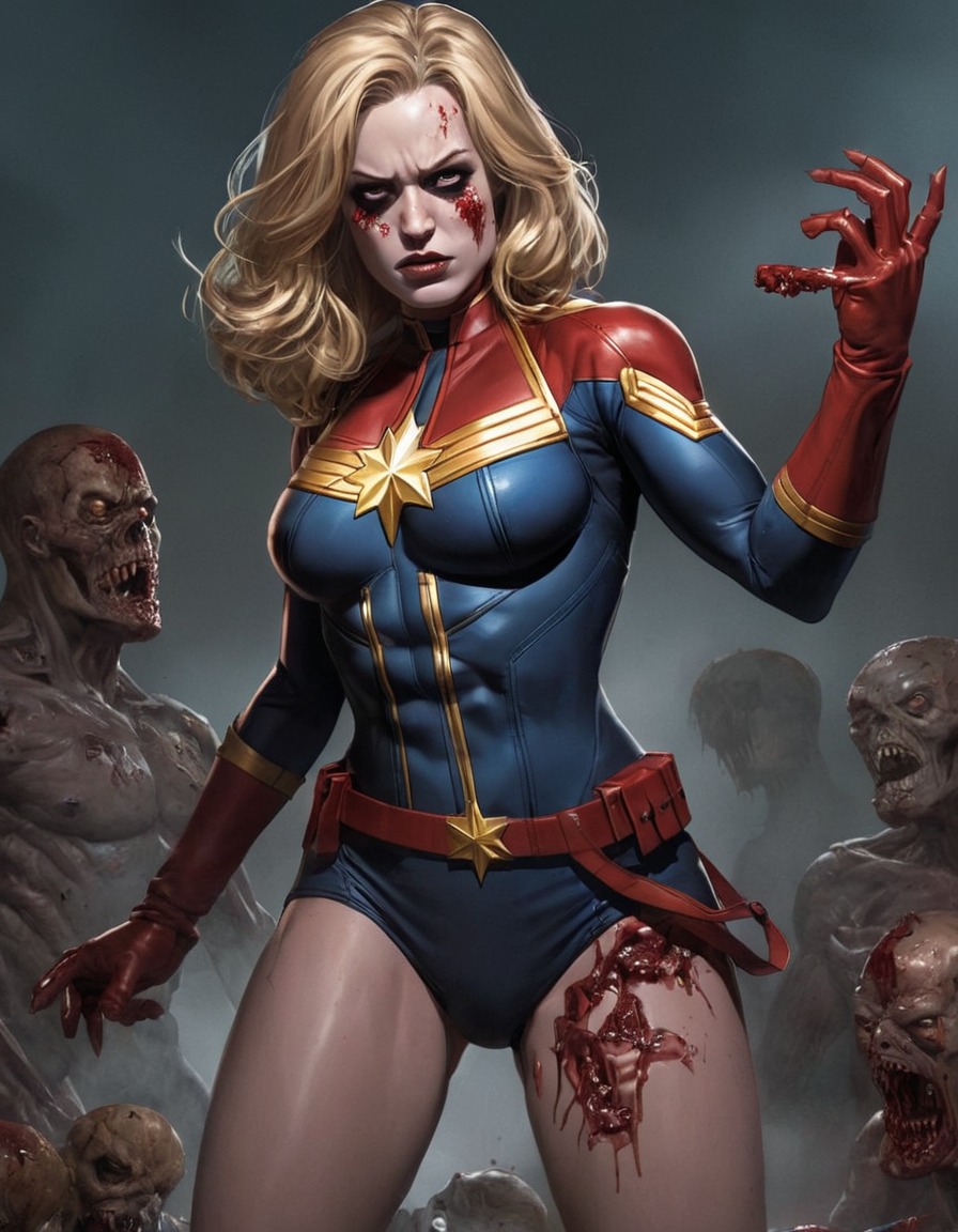 zombie, captain marvel (marvel comics), undead, superhero, horror