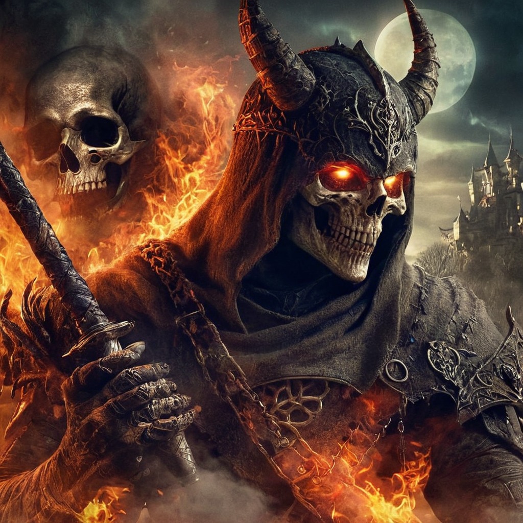 videogamefanart, warrior, fantasyart, epic, digitalart, fantasycharacter, horror, wallpaper, conceptart, skull, characterdesign, magic, demonic