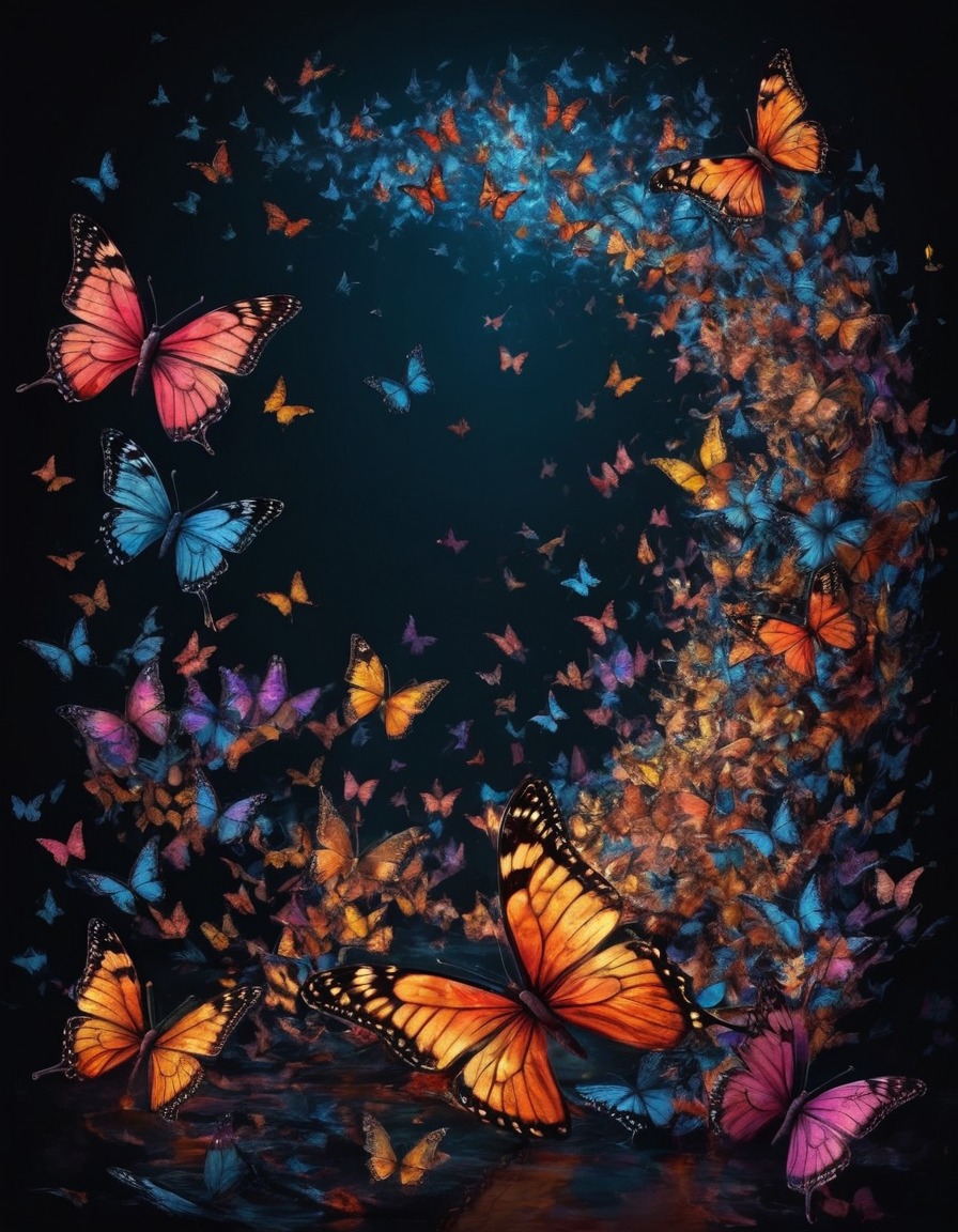 mystical, transformation, butterflies, whirlwind, colors