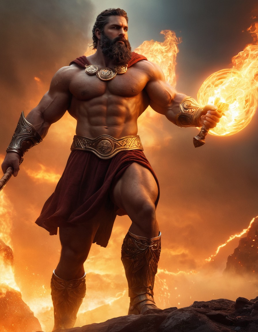 hephaestus, greek mythology, gods, forge, mythological scene, mythological epic