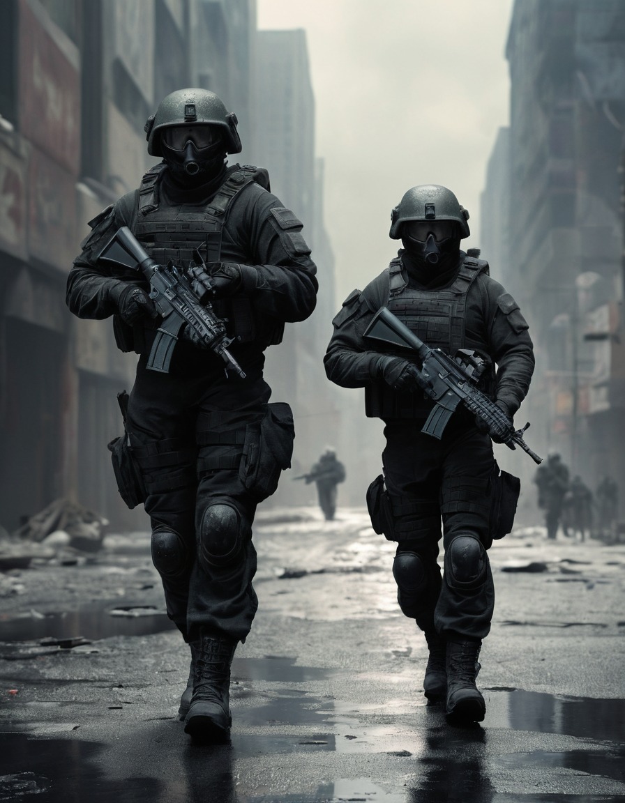 military, soldiers, patrol, urban warfare, cityscape, desolation, war, usa