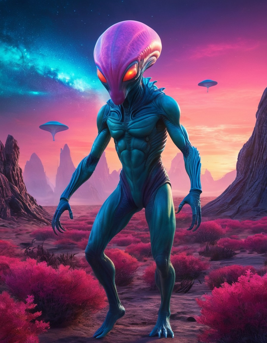 alien, creature, bioluminescent, landscape, extraterrestrial, aliens