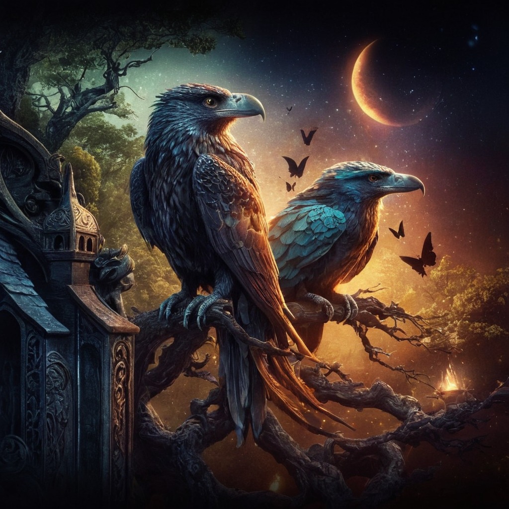 digitalart, bird, fantasyart, ravens