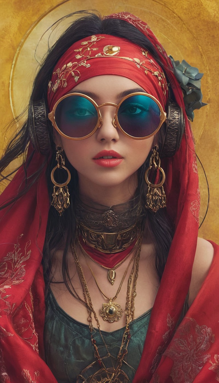 character, coolgirl, desing, girl, headphones, pirate, pirategirl, piratewoman, red, sunglasses, art