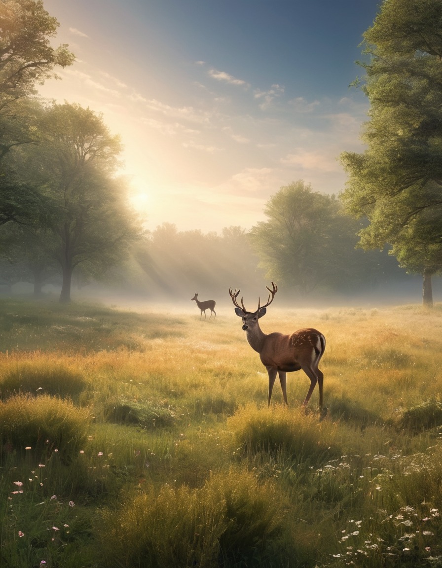 nature, wildlife, deer, meadow