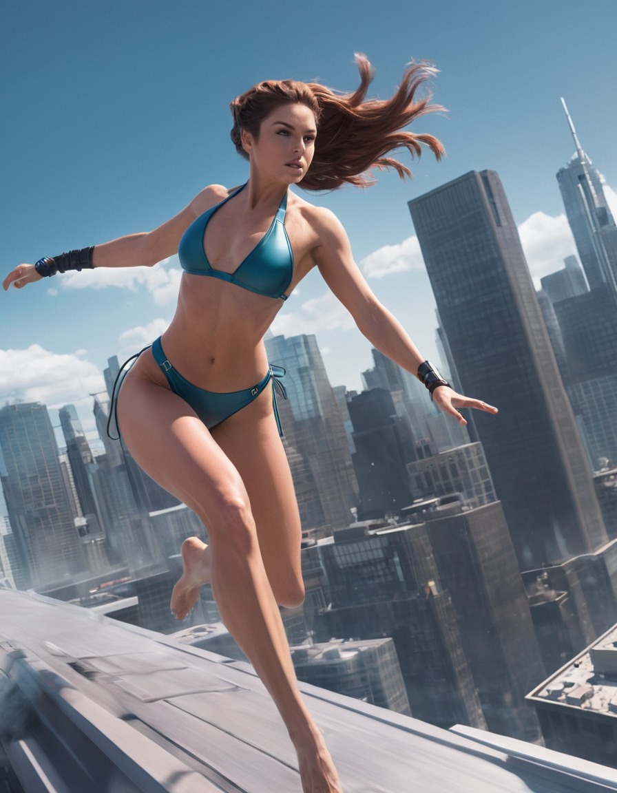 futuristic, faith connors, bikini, agility, high-speed chase, games, girls from games