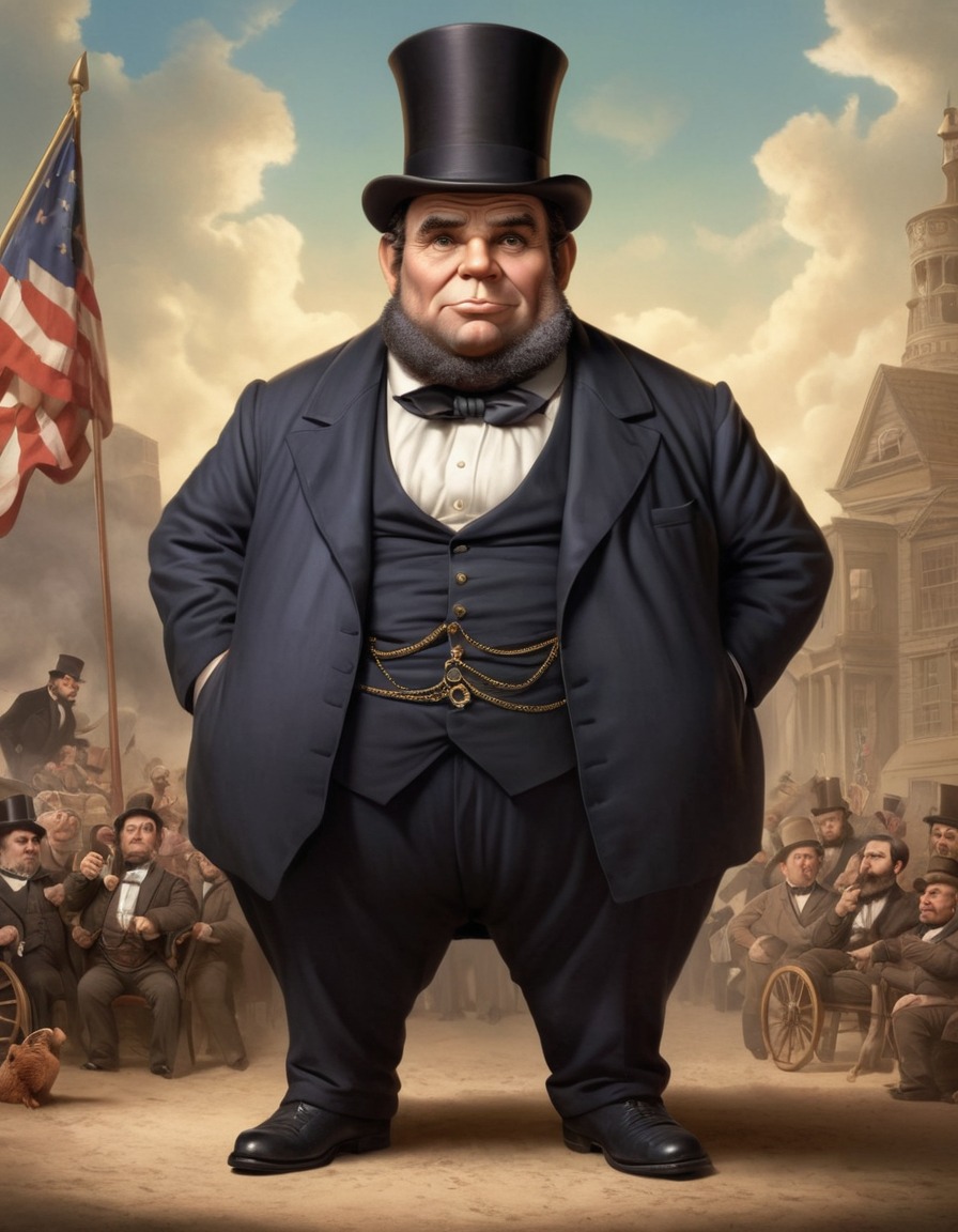 abraham lincoln, caricature, overweight, humor, fat