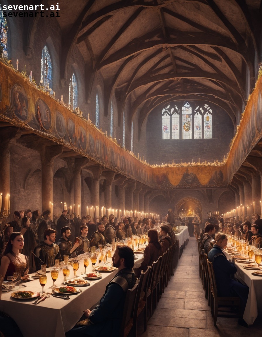 castle, banquet, medieval, nobility, musicians, middle ages