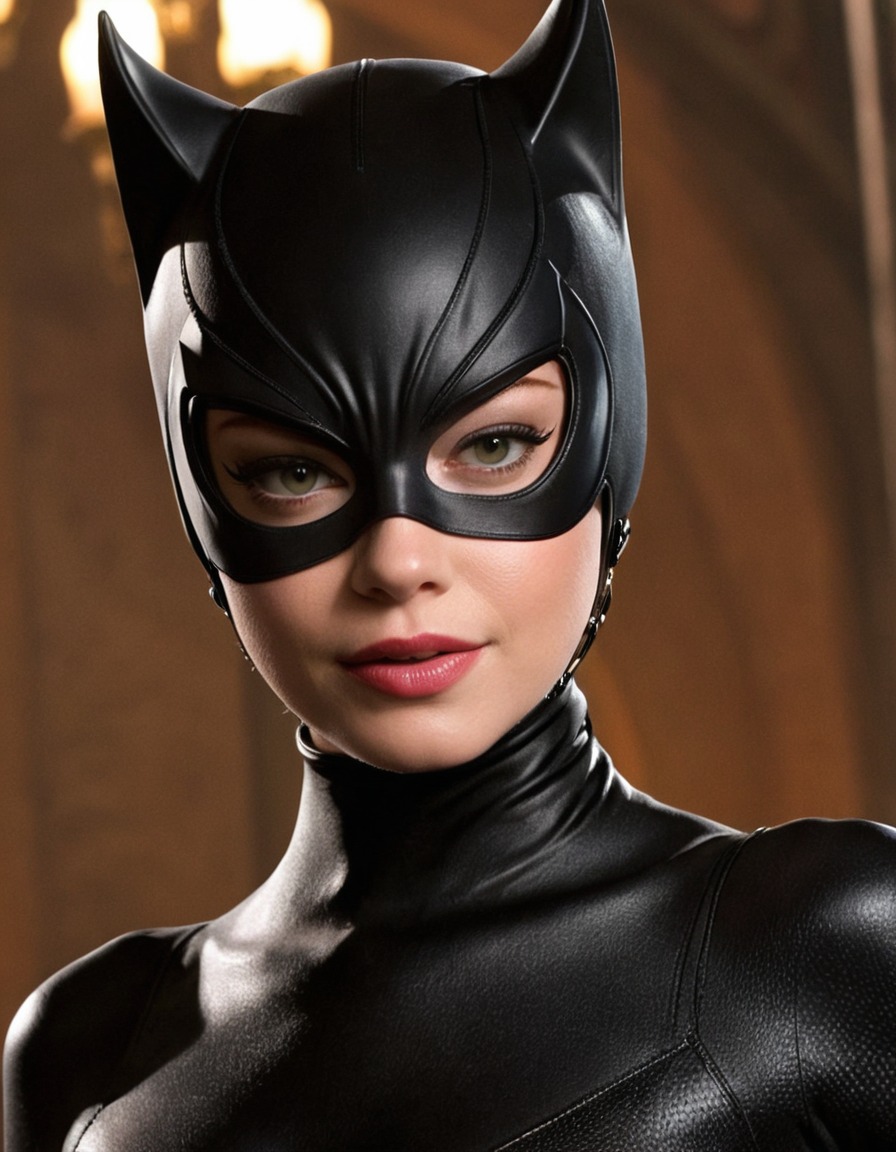 emma stone, catwoman, dc comics, batman, superhero, costume, film