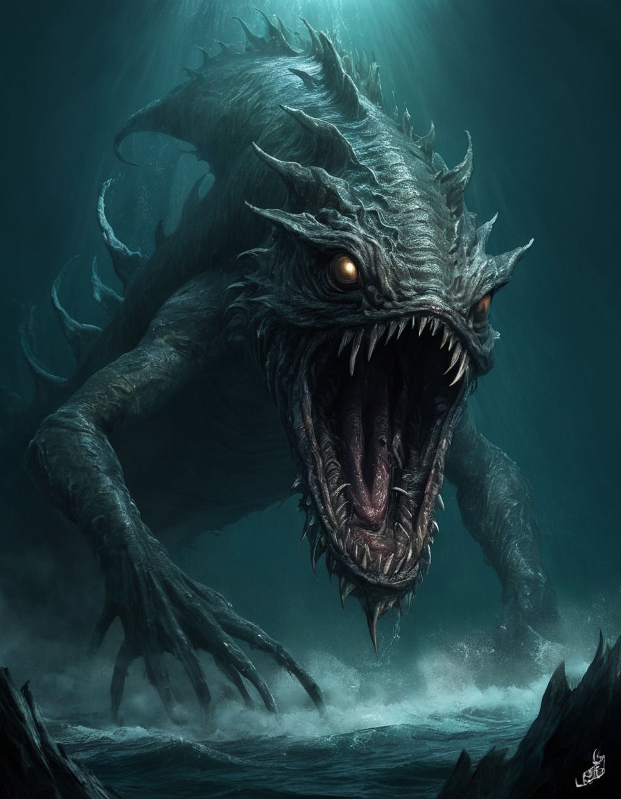 lusca, sea monster, mythical creature, caribbean folklore, legend, maritime legend