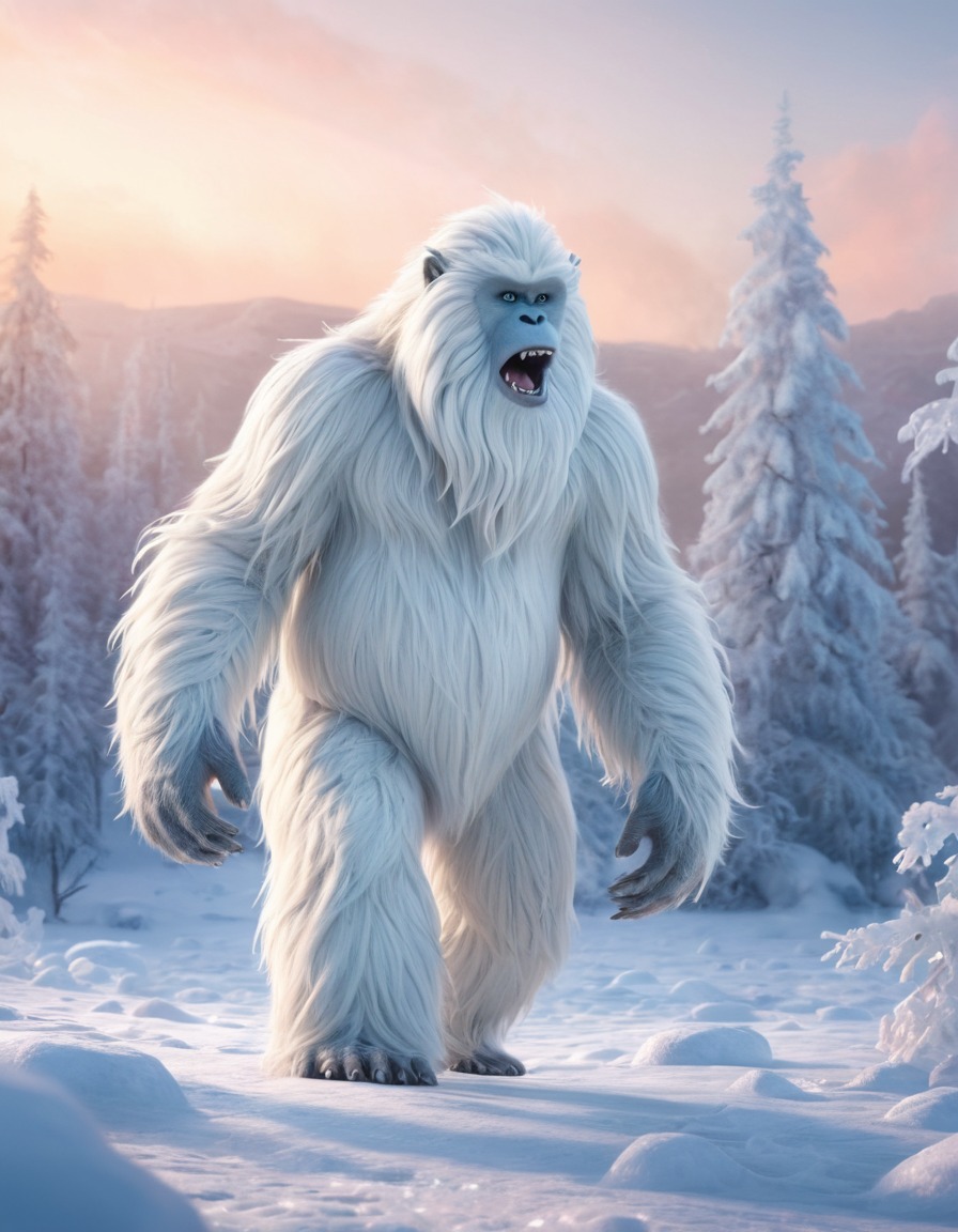 friendly, yeti, winter wonderland, snow, ice