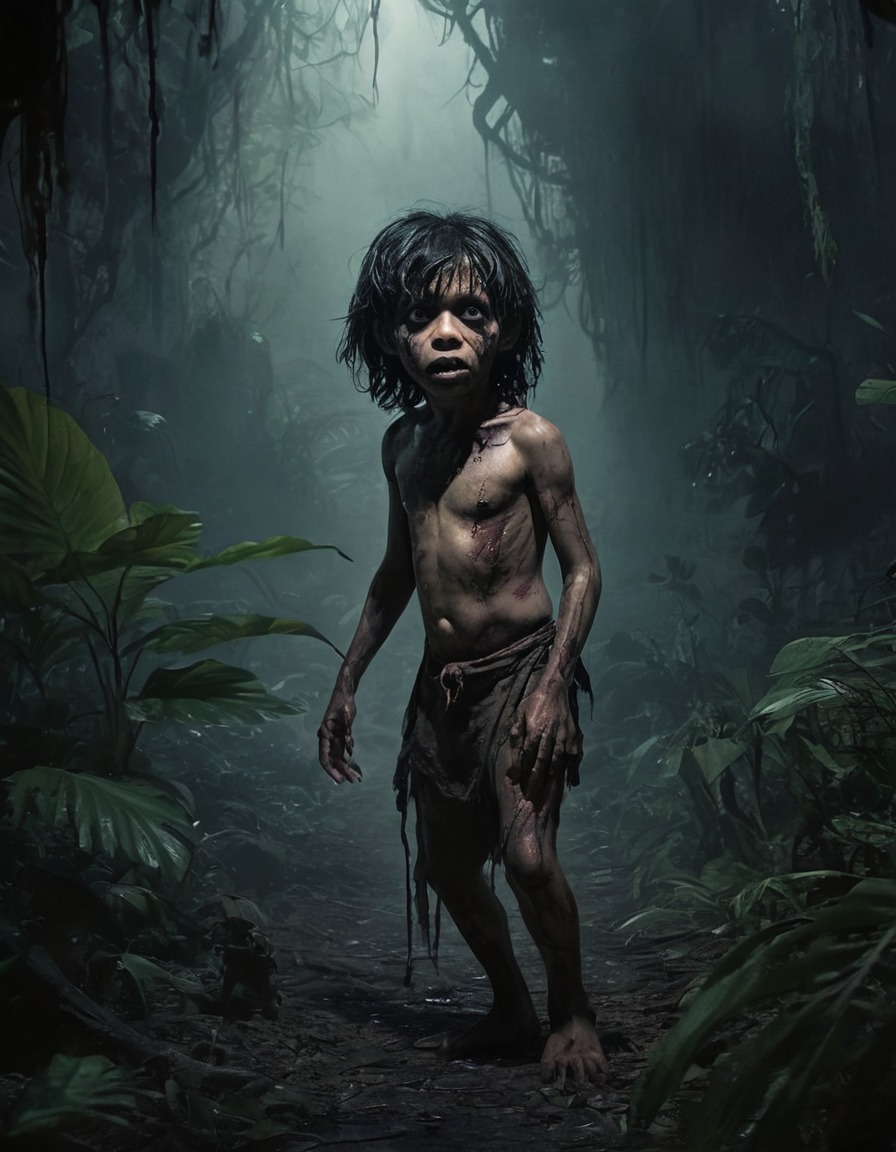 fictional character, mowgli, zombie, dark, eerie, jungle, the jungle book