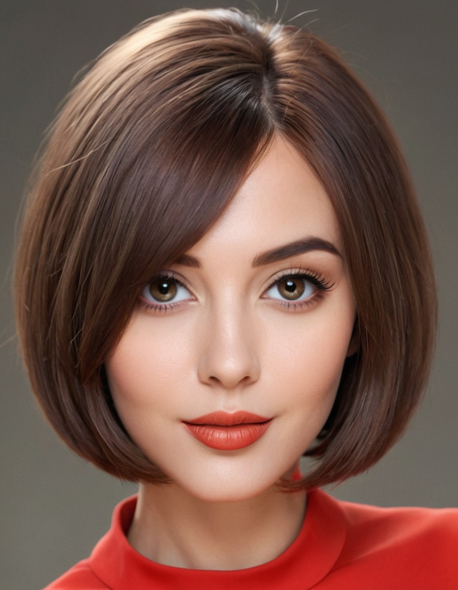 woman, portrait, beauty, bob haircut, thick lips