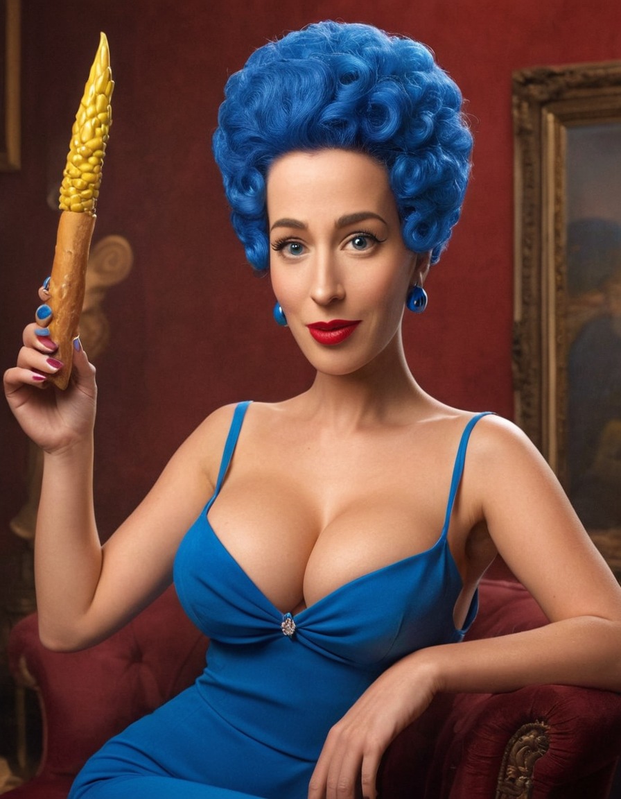 marge simpson, portrait, elegant, reinterpretation, fictional character