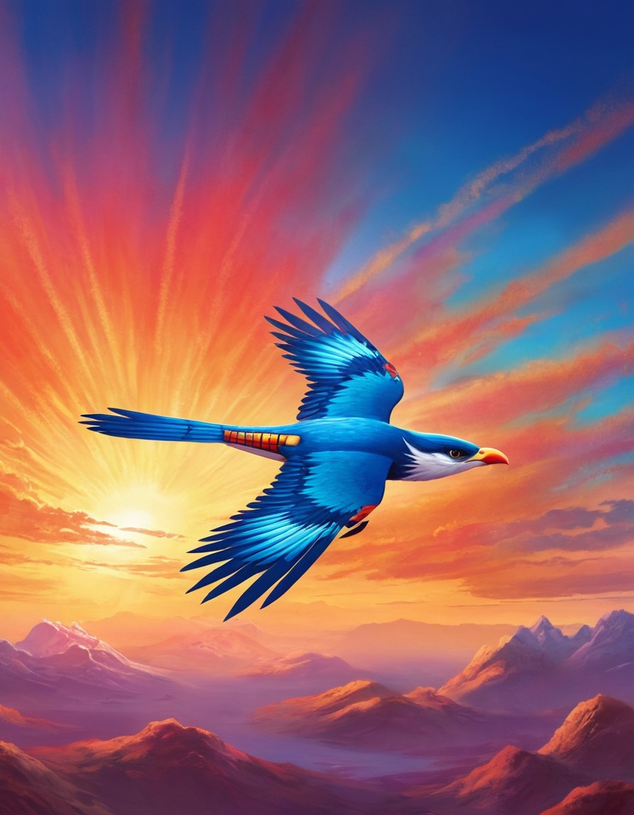 thunderbird, sky, majestic, bird, vibrant, illustration