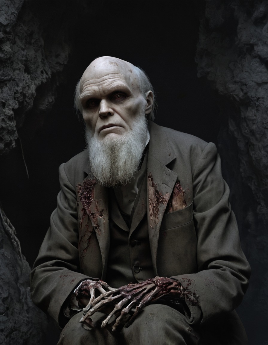 charles darwin, undead, zombie, decay, horror