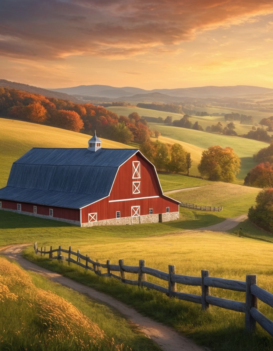 barn, rolling hills, countryside, cozy, nature