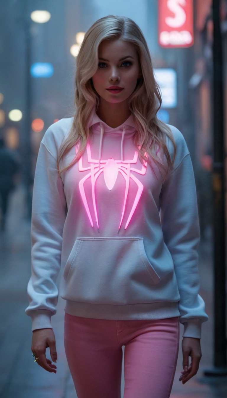 cosplay, spiderman, spidergwen, digitalart, fanart, photography, neon