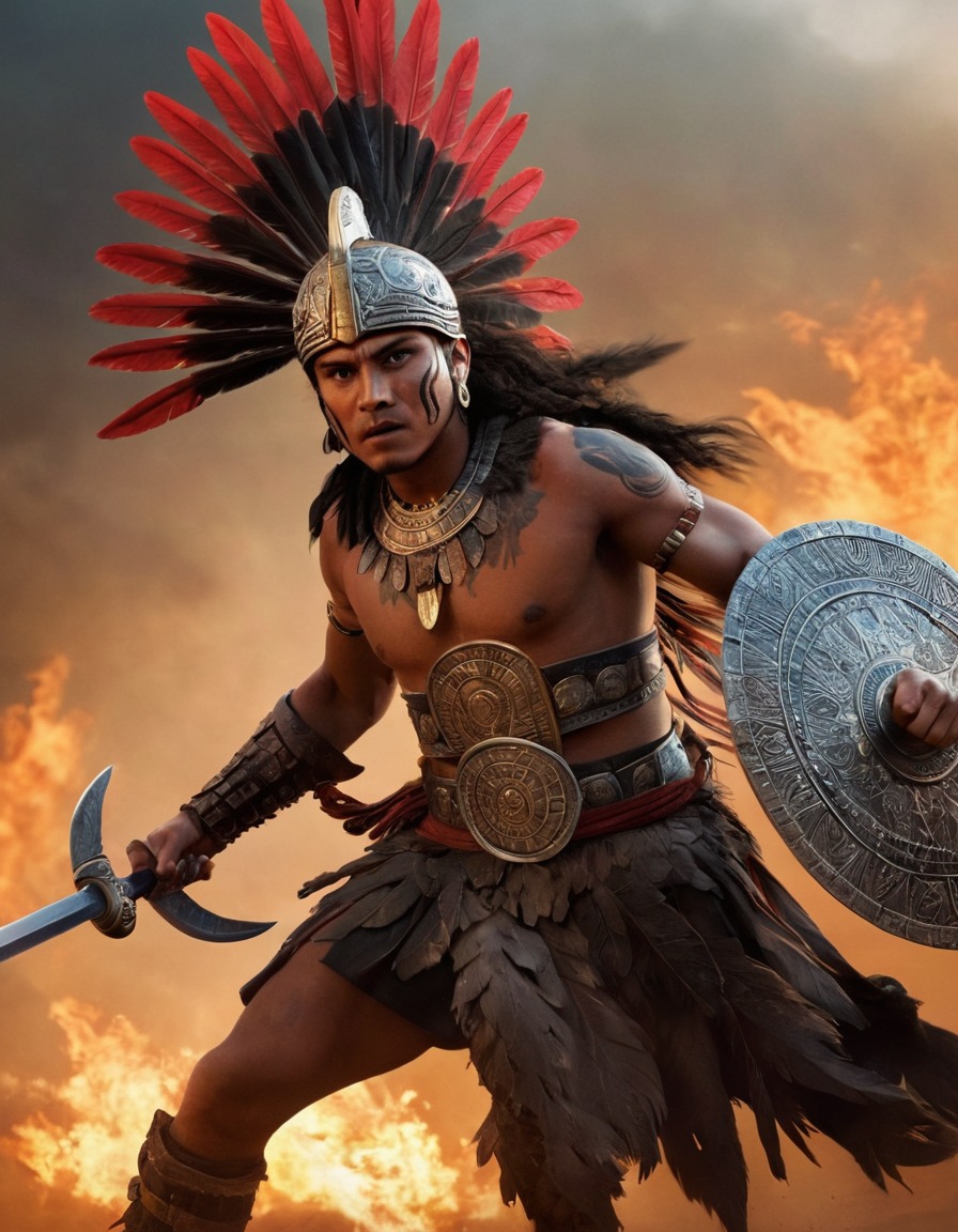 ahuizotl, aztec mythology, warrior, epic battle