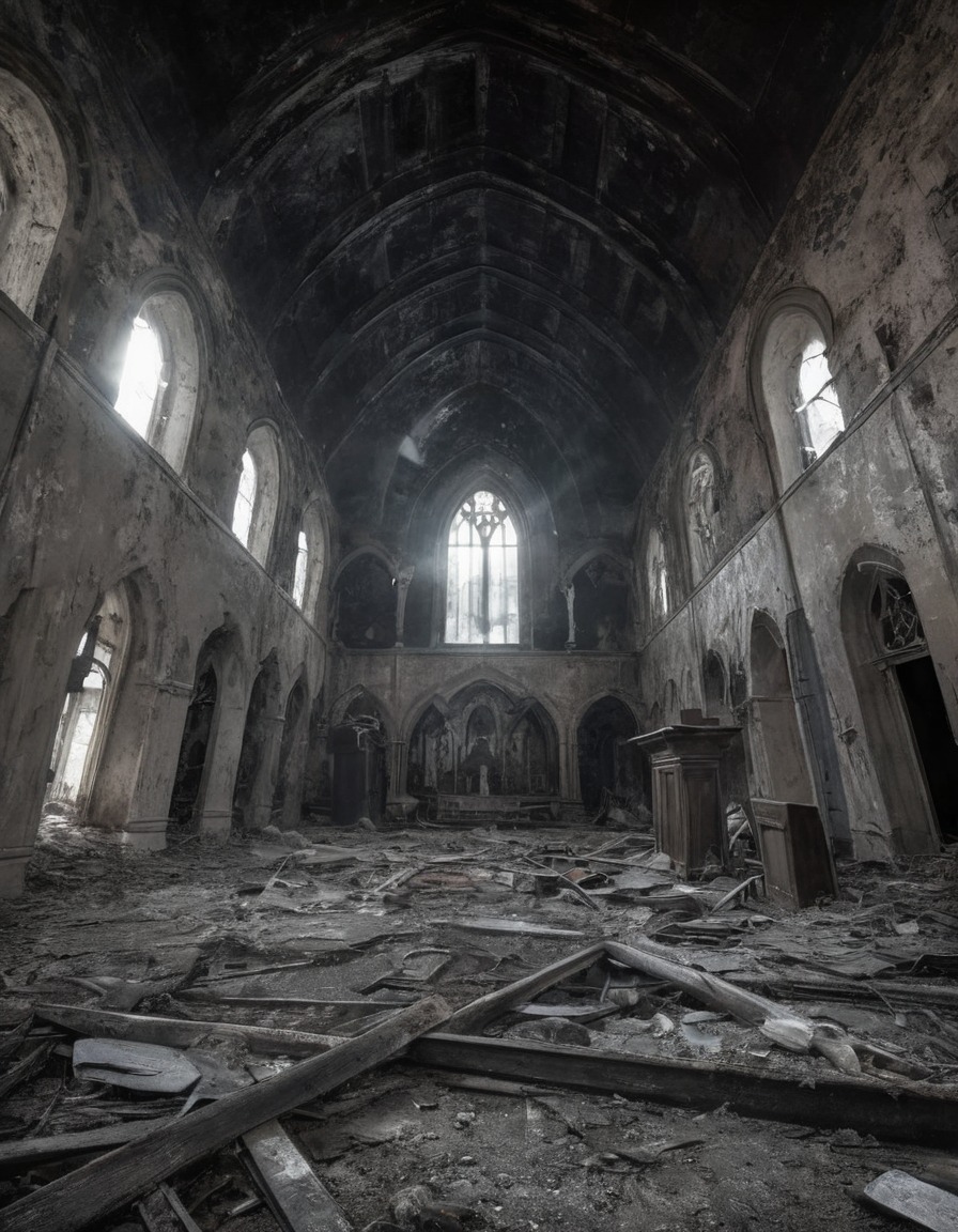 ghost, apparition, abandoned, church, gothic, underground, dark