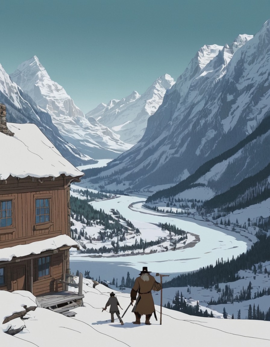 the revenant, leonardo dicaprio, movie, painted scene, wilderness, survival, gritty