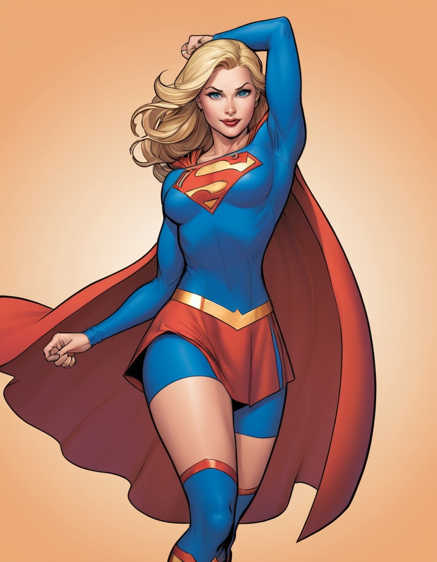 dc comics, supergirl, superhero, powerful pose, comic book character, sexy, painted