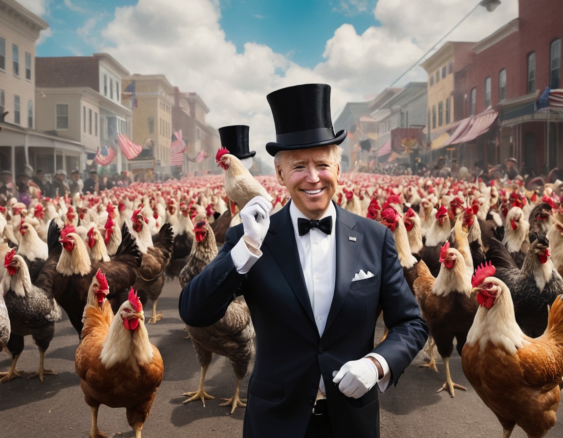 politics, parade, chickens, top hats, bow ties, joe biden, usa