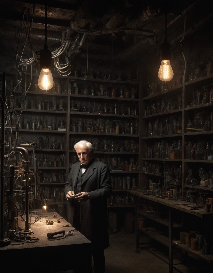 thomas edison, lightbulbs, experimentation, laboratory, inventor