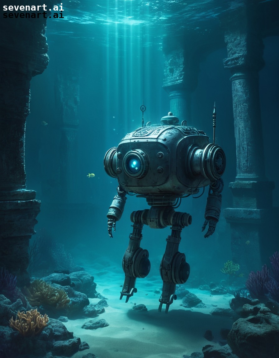 underwater, robot, exploration, ocean, ancient ruins, robots