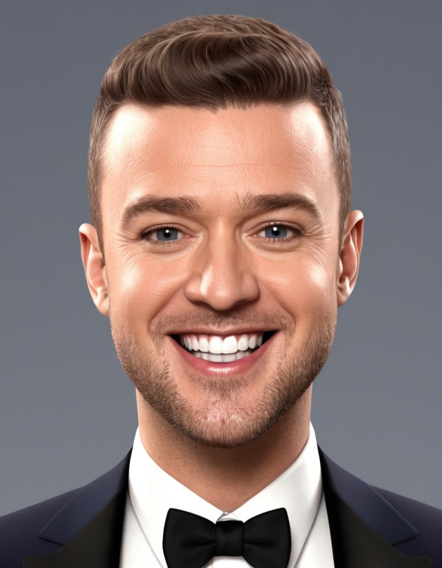 justin timberlake, caricature, big head, crazy smile, celebrity, musician