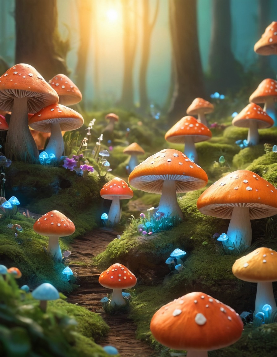 magical creatures, fantasy, enchanted, mushrooms, gnomes, fantastic