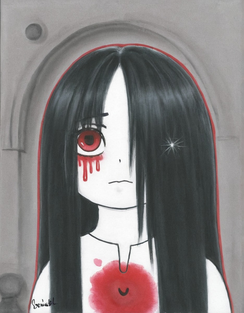 fanart, horror, creepy, traditionalart, gothic, child, ghost, ghostgirl, guilt, haunted, heart, spooky, tragedy, spookymonth, halloween2024, terrortales, spookymonth2024