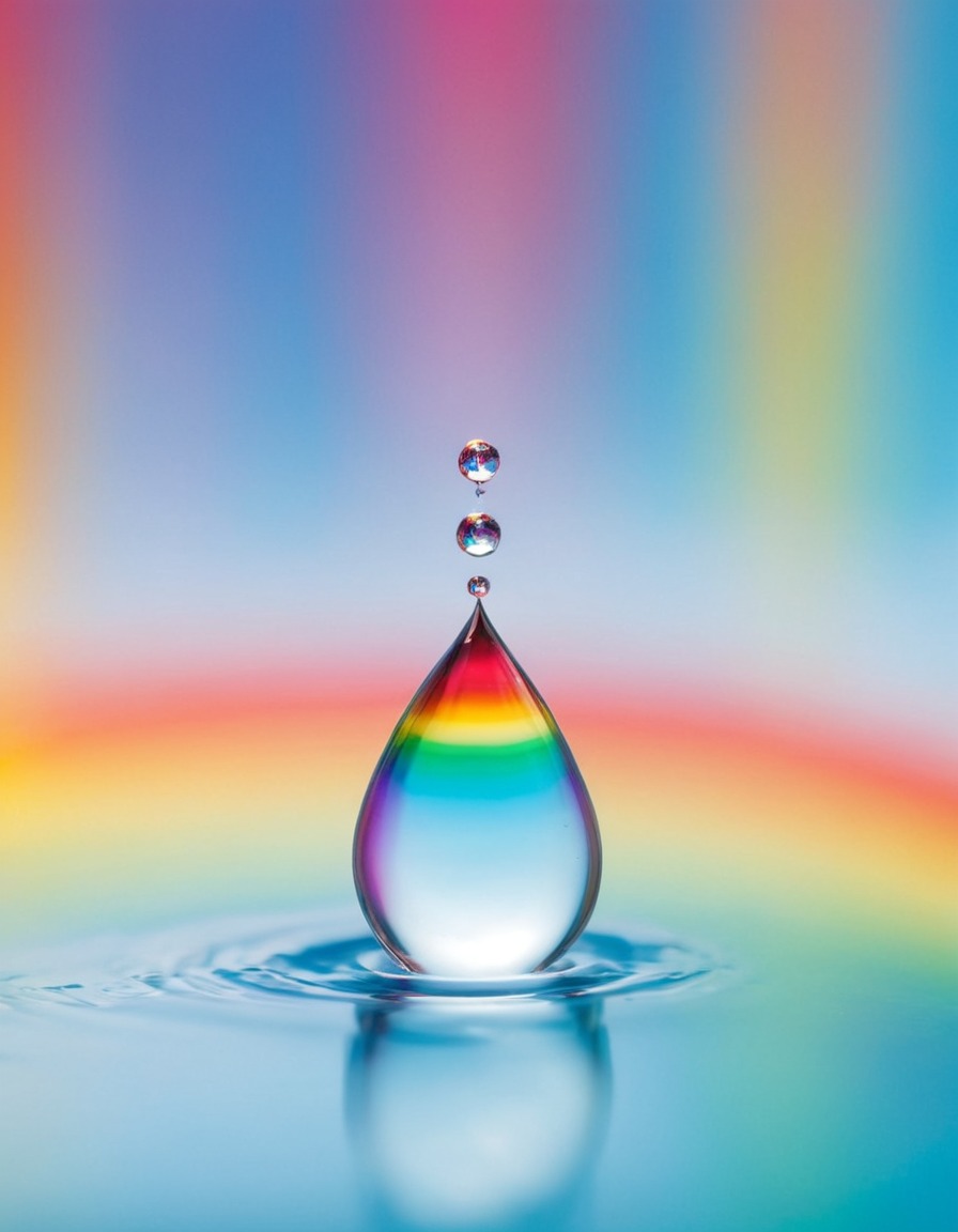 water droplet, rainbow, reflection, macro photography, nature