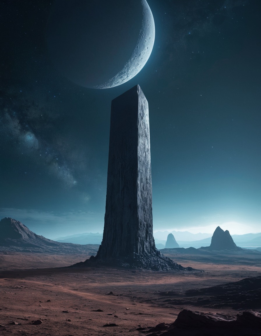 space, moon, monolith, mysterious, sci-fi, extraterrestrial, isolation