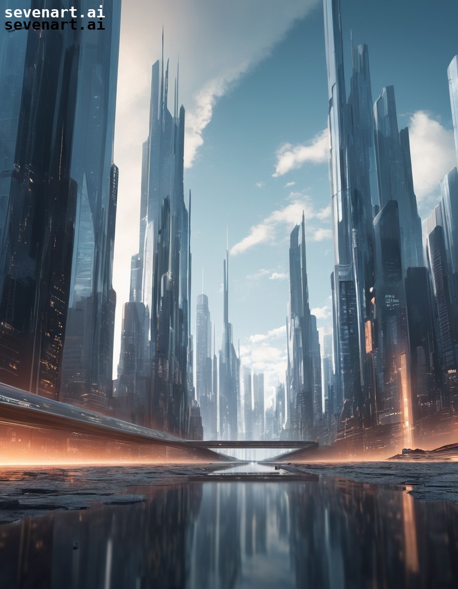 futuristic, cityscape, skyline, skyscrapers, architecture