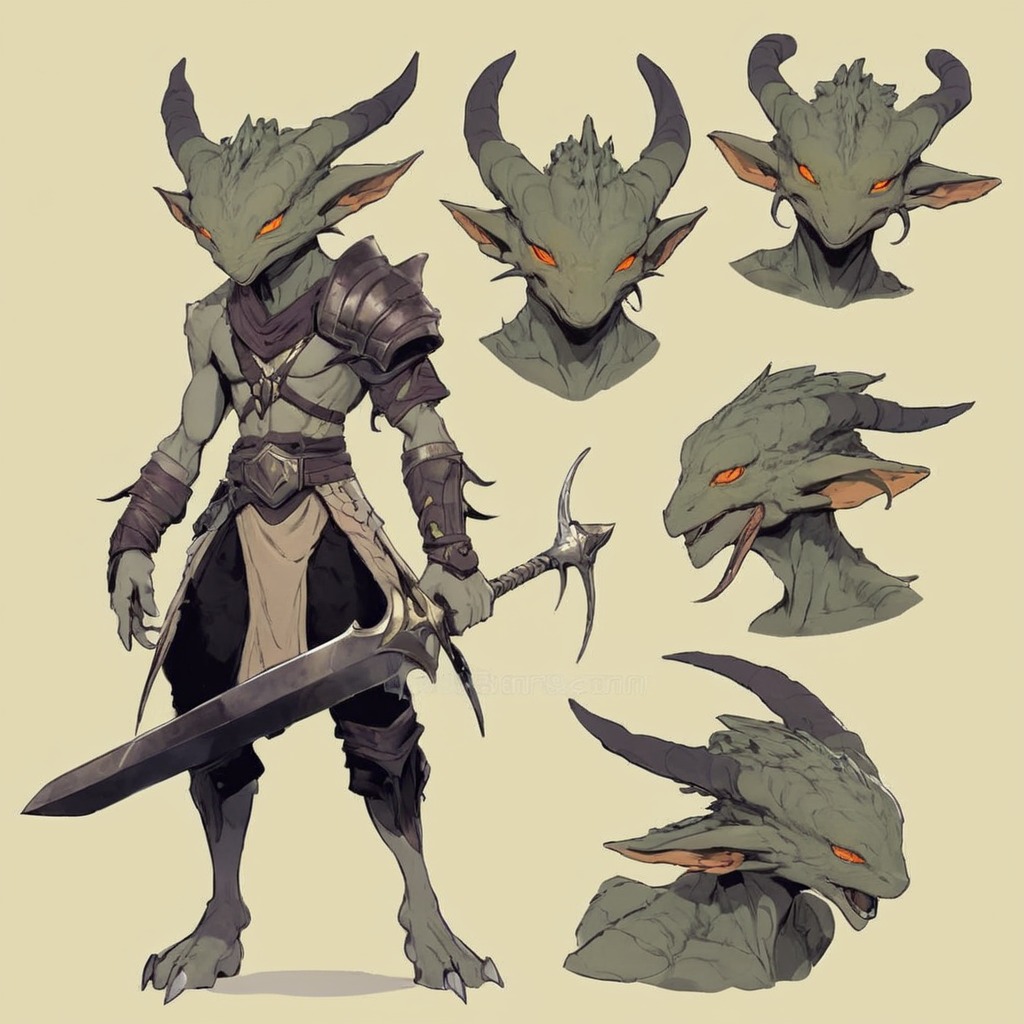 digitalart, characterdesign, warrior, fantasyart, fantasycharacter, dnd, characterconcept, monster, rpg, creature, fighter, beast, conceptart, humanoid, adoptable, originalcharacter, horror, adopt, dndcharacter, goblin, adoptablesopen, aiadoptable, aiadopt