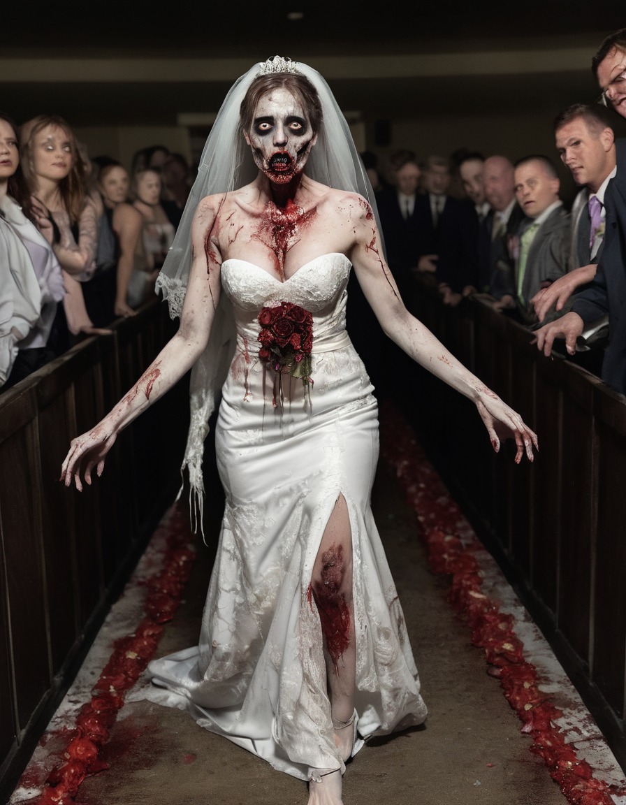 zombie, bride, wedding, horror, undead